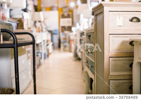 Image of modern furniture shop with wooden chest of drawers Image of modern furniture shop with wooden chest of drawers 38708489