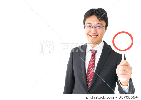 Businessman showing a circle 38708564
