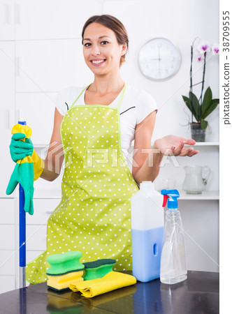 woman cleaning home woman cleaning home 38709555