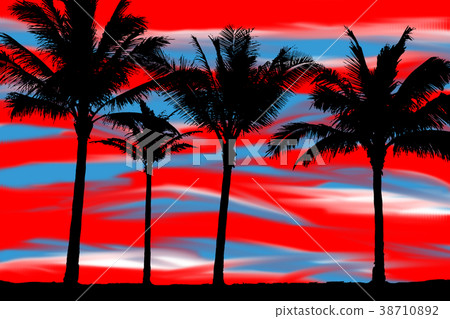 Sunset and palm tree Sunset and palm tree 38710892