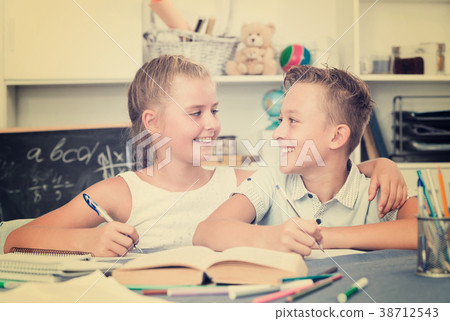 Brother with sister are doing homework Brother with sister are doing homework 38712543