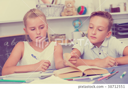Brother with sister are doing homework Brother with sister are doing homework 38712551