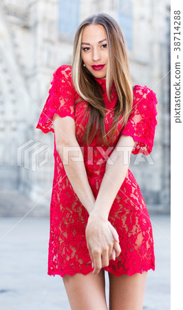close-up portrait of young slim adult girl in sexy evening apparel close-up portrait of young slim adult girl in sexy evening apparel 38714288