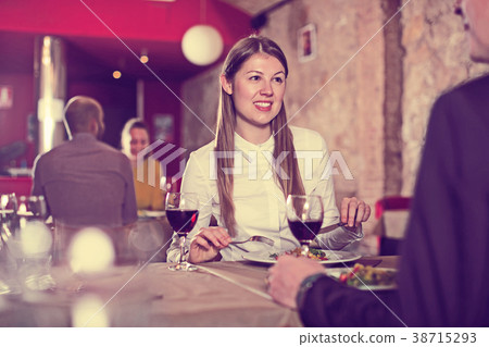 colleague on friendly meeting over dinner colleague on friendly meeting over dinner 38715293