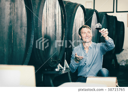 Man sommelier in wine cellar 38715765