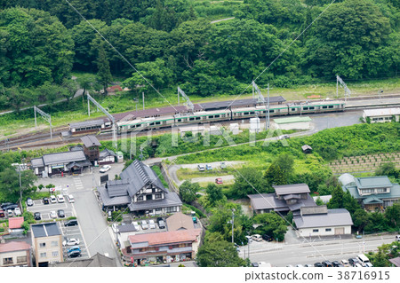 JR Senzan Line Yamadera Station Stop of train (Yamagata City, Yamagata Prefecture) JR Senzan Line Yamadera Station Stop of train (Yamagata City, Yamagata Prefecture) 38716915