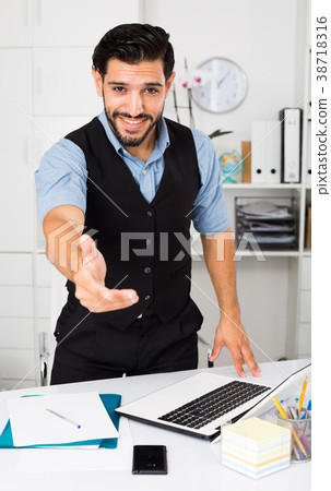 Young businessman is meet client Young businessman is meet client 38718316