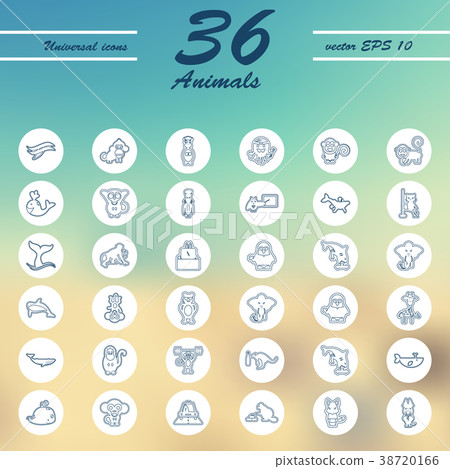 Animal icons set. Outline style of animal vector 38720166