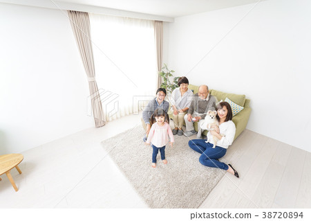 Happy Three Generation Family Playing With Dog In Family Happy Three Generation Family Playing With Dog In Family 38720894