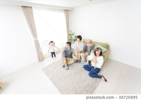 Happy Three Generation Family Playing With Dog In Family Happy Three Generation Family Playing With Dog In Family 38720895