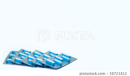 Blue antiviral tablets pills for treatment herpes 38721812