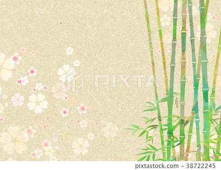 Watercolor illustration moon bamboo forest night cherry blossoms Watercolor illustration moon bamboo forest night cherry blossoms 38722245