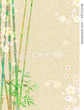 水彩例證月亮竹子森林夜櫻花 38722246