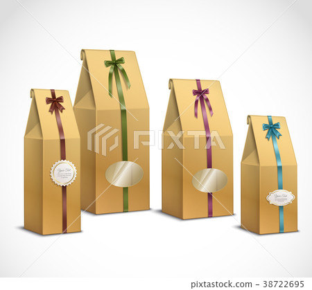 Tea Paper Packaging Realistic Set  38722695