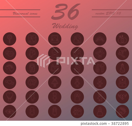 Set of wedding icons in modern thin line style 38722895