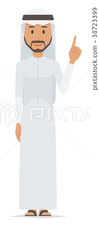 身著民族服裝的阿拉伯男子正指著 身著民族服裝的阿拉伯男子正指著 38723399