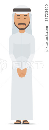 Arab men in national costumes are smiling 38723400