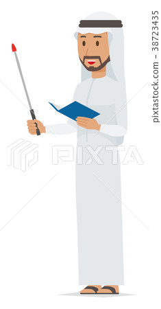 Arab men in national costumes have a stick 38723435