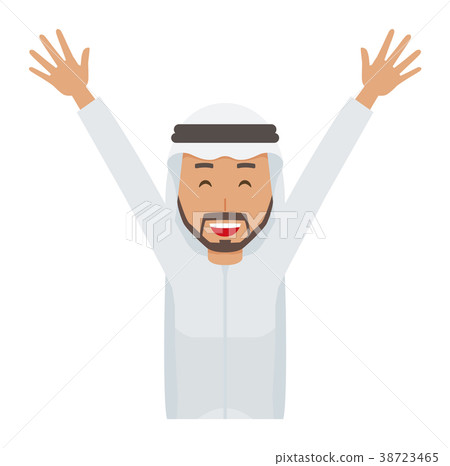 身著民族服裝的阿拉伯男子正在舉手 38723465
