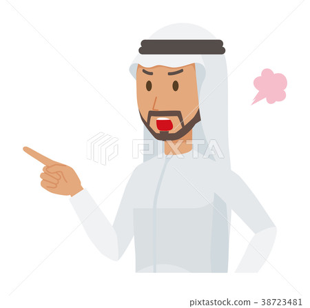 Arab men in national costumes are angry and... - Stock Illustration ...