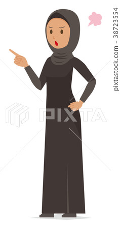 Arab woman wearing a folk costume is angry pointing finger 38723554