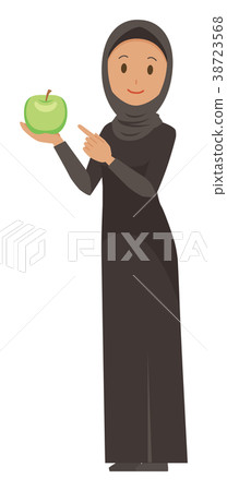 Arab woman in national dress has green apple 38723568