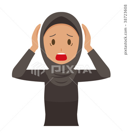 An arab woman wearing a folk costume is crawling 38723608