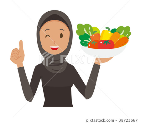Arab women in national costumes have vegetables 38723667