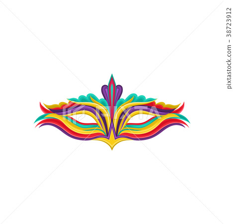 Cartoon flat vector icon of vibrant festival mask Cartoon flat vector icon of vibrant festival mask 38723912
