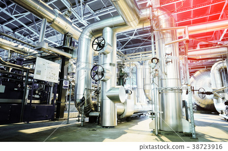 Industrial zone, Steel pipelines, valves and cable Industrial zone, Steel pipelines, valves and cable 38723916