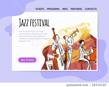 Jazz music festival, quartet in concert. Vector 38724197