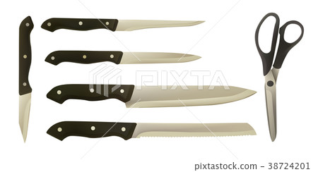 Knives and scissors for cooking. 38724201