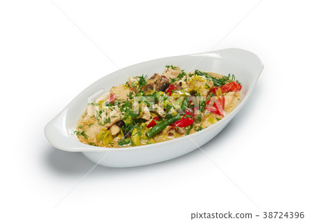 Fillet with vegetables baked in oven Fillet with vegetables baked in oven 38724396