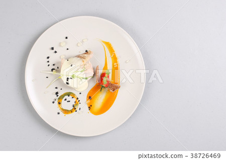 chicken breast with vegetables on a white plate. chicken breast with vegetables on a white plate. 38726469