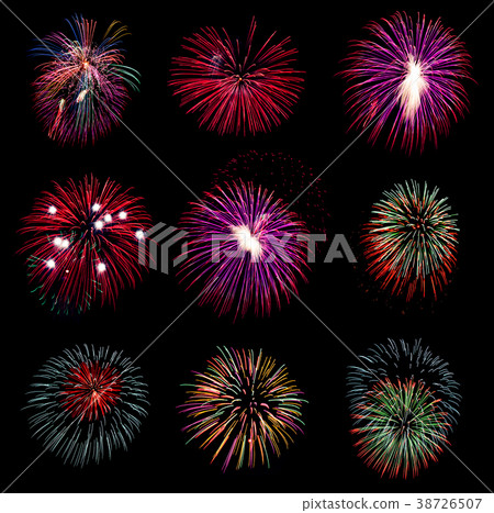 Firework collection and Set of colorful fireworks Firework collection and Set of colorful fireworks 38726507