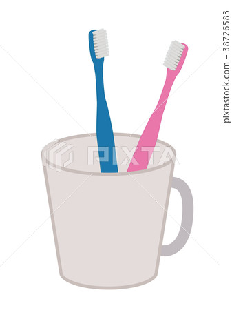 Two toothbrushes and a cup - Stock Illustration [38726583] - PIXTA