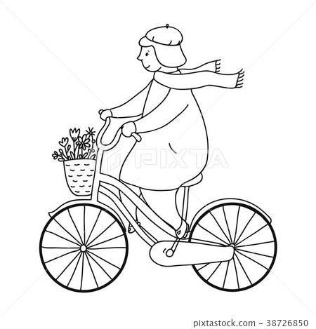 Girl on the bike illustration - Stock 