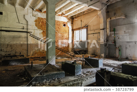interior of an abandoned factory room 38728799