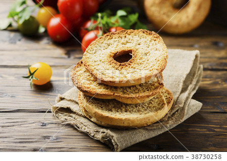 italian bread frisella on the wooden table 38730258