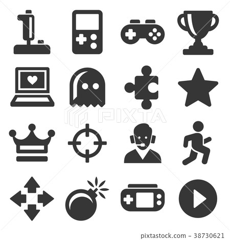 Video Game and Controller Icons Set. Vector 38730621