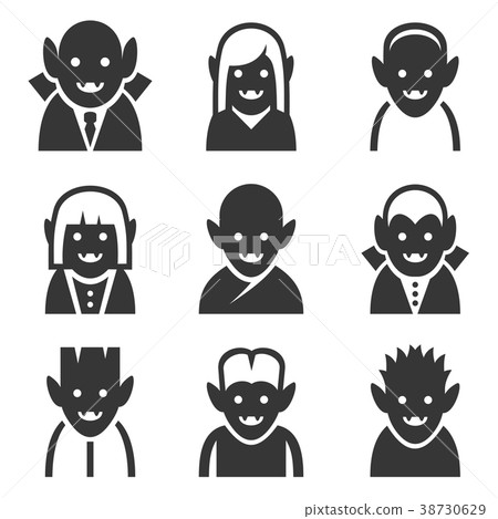 Vampire Icons Set on White Background. Vector 38730629