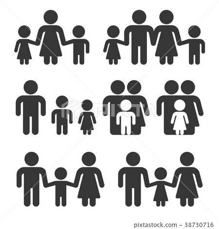 Family Icons Set on White Background. Vector 38730716