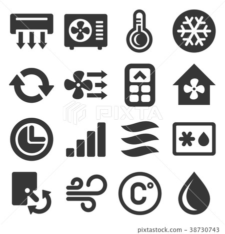 Air Conditioner Icons Set on White Background 38730743