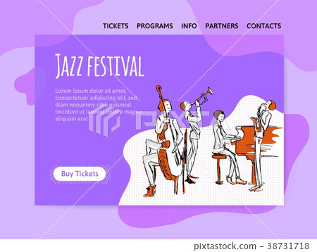 Jazz music festival, quartet in concert. Vector 38731718