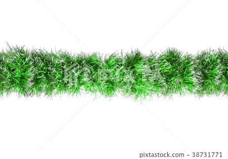 Seamless Christmas green silver tinsel 38731771
