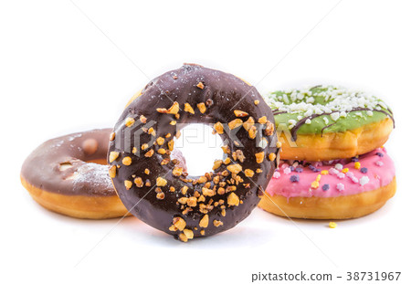 various glazed donuts isolate on white background 38731967