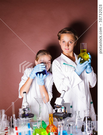 Two pupils at chemistry lesson Two pupils at chemistry lesson 38732028