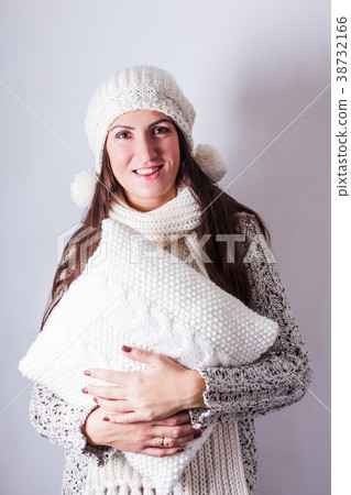 Woman with pillow Woman with pillow 38732166