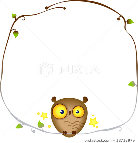 Cute funny Owl sits on a frame of a tree branch. Cute funny Owl sits on a frame of a tree branch. 38732979