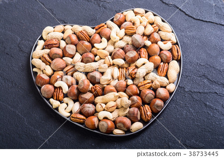 Mix of nuts in plate Mix of nuts in plate 38733445